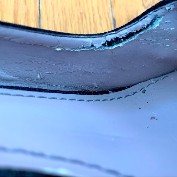 Black suede open-toe Nine West platform heels - Picture 6 of 7